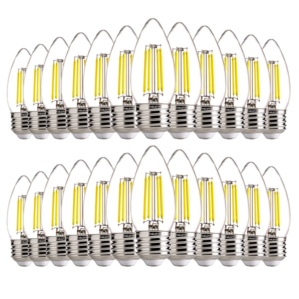 FLSNT B11 E26 LED Chandelier Light Bulbs, 60W Equivalent, 5000K
