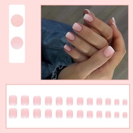 Nude Pink Short Press-on Nails with Glue - Square False Nails - Fashionable and Easy to Apply for Women - 24PCS