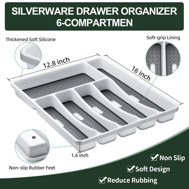 49-Piece Silverware Set with Organizer, CEKEE Stainless Steel Flatware Cutlery