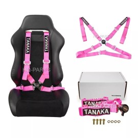 TANAKA UNIVERSAL PINK 4 POINT CAMLOCK RACING SEAT BELTS HARNESSES 2"