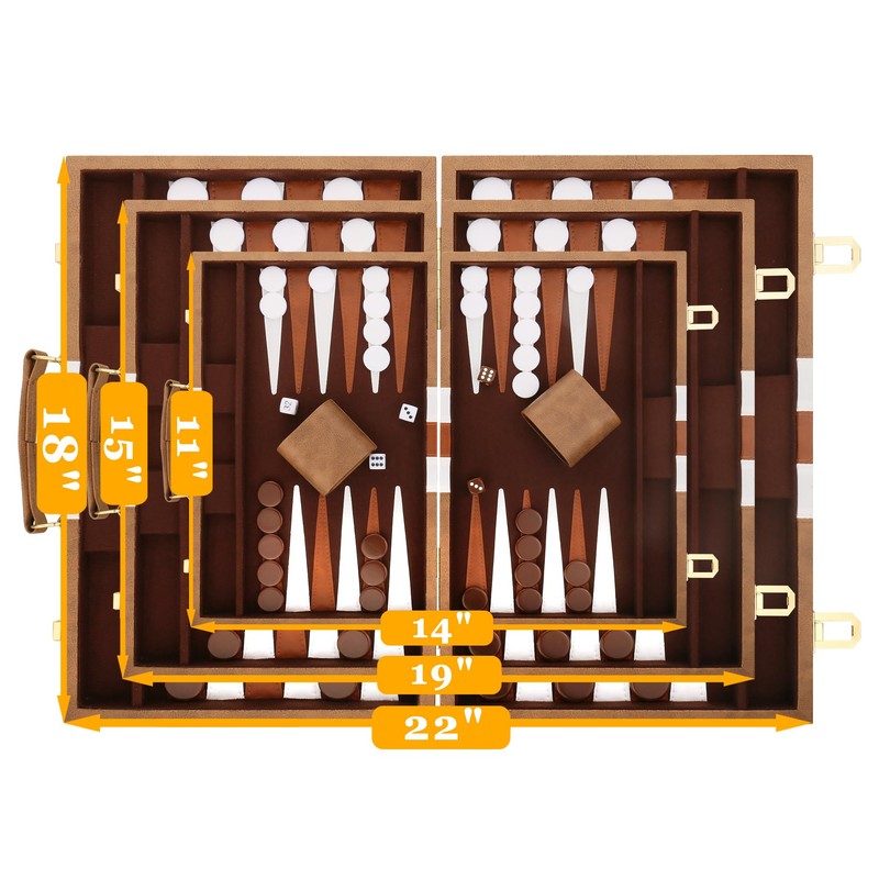 Backgammon Set - Classic Board Game with Premium Leather Case