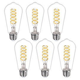 MYEMITTING Dimmable ST58 LED Edison Bulbs, 4.5W Equivalent to 40W Vintage Light Bulbs, E26 Base Daylight 4000K ST58/ST19 LED Bulbs, Antique Flexible Spiral LED Filament Light Bulbs Clear Plastic 6Pack