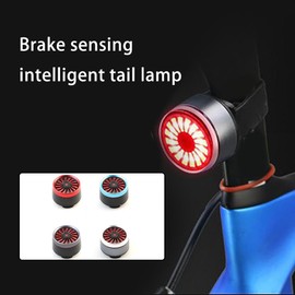 tieedhfu Bike Tail Light Rear Lamps Flashlight LED Warning Lantern USB Charging Smart Multiple Lighting Modes Decorations, Silver