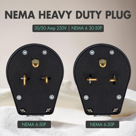Micmi Straight Blade Angle Plug, AC Dryer Replacement Male Angle Plug, NEMA 6-30P 6-50P, 50 Amp, 250V (NEMA 6-50P Plug)