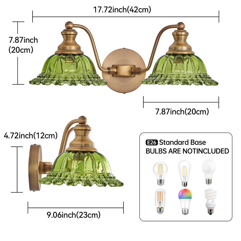 XIEDUN Green 2 Light Vanity Light Bathroom Light Vintage Bathroom