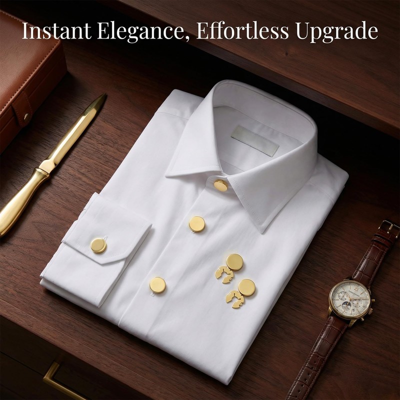 STSTR 11PCS Gold Button Covers for Women, Blank Cuff Links