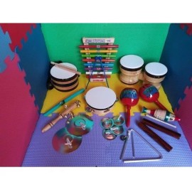 CASTILLO DIDÁCTICO Kit Con 14 Instrumentos Musical De Percusión Con 2 Guitarras