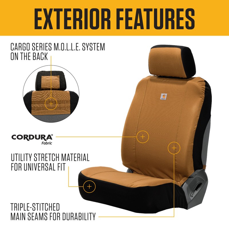 Carhartt Universal Nylon Duck Canvas Fitted Bucket Seat Cover, Durable
