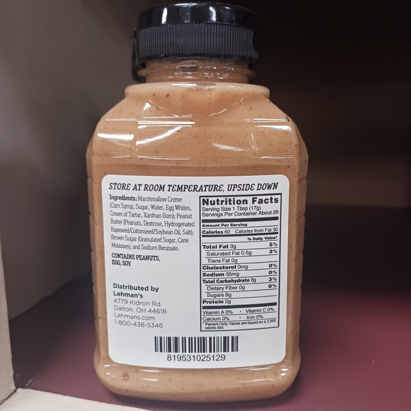 Lehman's Smooth Creamy Amish Peanut Butter Spread 12 Oz Squeeze