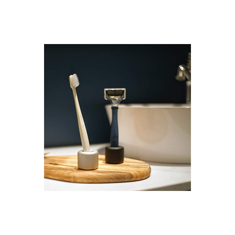 Mudai Aluminium Toothbrush Holder Stand, Pack of 2 (Satin Silver)