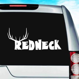 Redneck Deer Antlers Hunting Vinyl Decal Sticker Bumper Cling for Car Truck Window Laptop Wall Cooler Tumbler | Die-Cut/No Background | Multi Sizes/Colors, 14-inch, Orange