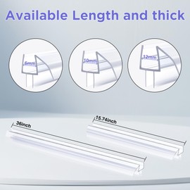 Shower Door Bottom Seal,Glass Door Bottom Seal,PVC Seal for Shower Door Sweep,Shower Door Bottom Seal Strip (Ultra Clear, 2 Pack 36in for 3/8"(10mm))