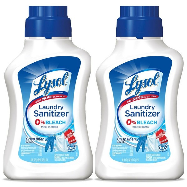 Lysol Laundry Sanitizer Additive, 0% Bleach, Crisp Linen Scent, 41 oz (Pack of 2)