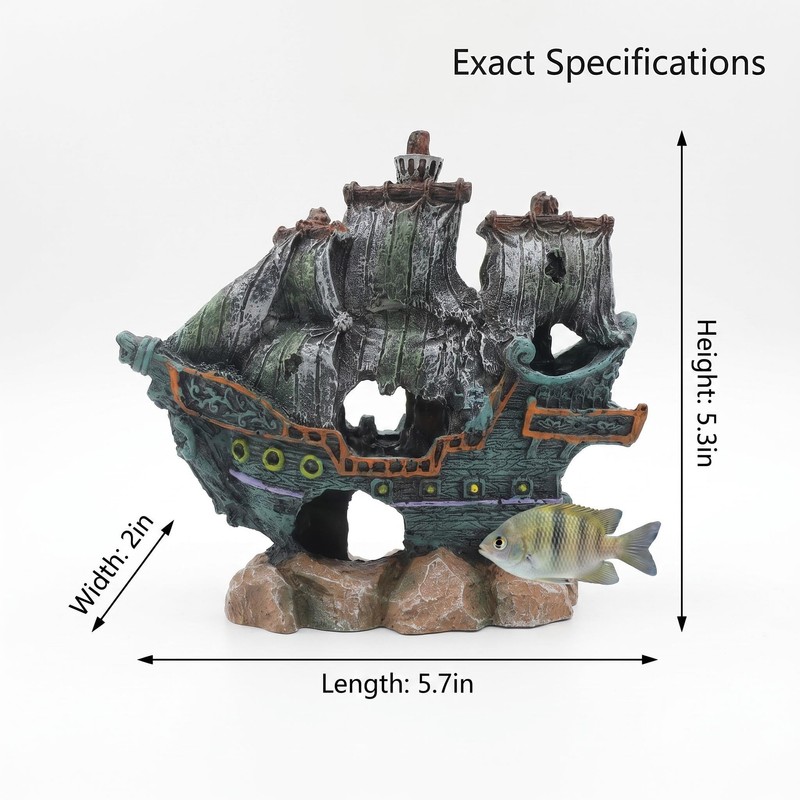 Fish Tank Decoration, Aquarium Shipwreck Decor