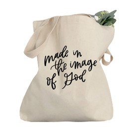 Made in the image of God | Christian quote tote bag by swaygirls | Canvas shopping bag | Canvas tote with Christian quotes | Reusable shopping bag