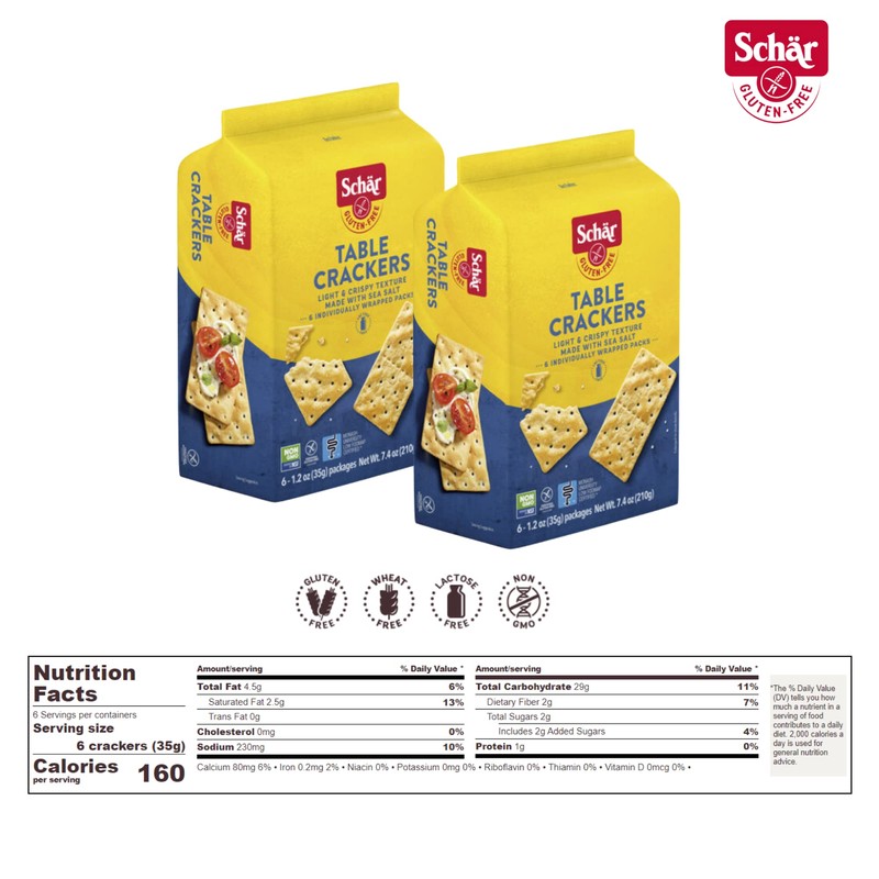 Schar - Table Crackers - Certified Gluten Free - No