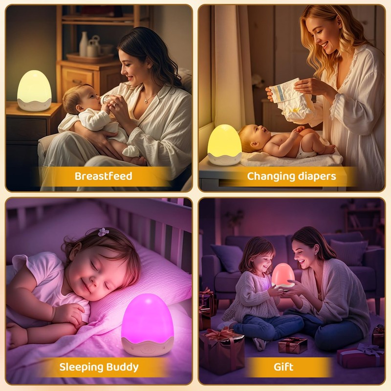 Egg Light for Nursery, 10 Brightness+10 Colors Egg Night Light