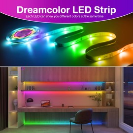 TASMOR RGB+IC LED Strip 5 m, USB LED Strip 5 m Controllable via App, LED TV Backlight Sync with Music, USB LED Strip 5 m LED Lighting for Party Bedroom Gaming Decoration