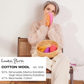 LANA GROSSA Cotton Wool, Classic Virgin Wool Yarn with Cotton, Hand Knitting Yarn Made of 53% Virgin Wool (Extra Fine Merino) and 47% Cotton, 50 g Wool for Knitting and Crocheting, 195 m Yarn FB 23