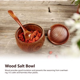 Wooden Salt Box, Wood Spices Pot, Wood Salt Bowl for Daily Storage of Spices Such As Salt, Sugar, Rosemary, and Tahini