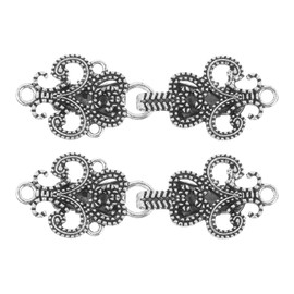 uxcell 2pcs Vintage Sweater Clips, Retro Shawl Clips Cape Cloak Clasp Cardigan Collar Brooch Clip for Women(Silver)