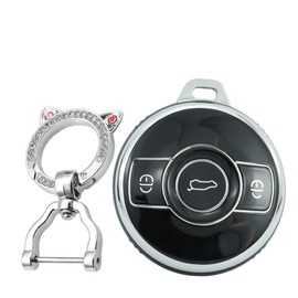 KUNIO Key Fob Cover fit for Mercedes Smart Fortwo 1 Brabus 1 fit for Mercedes Smart 2022 2023 Keychain Key Case Key Cover TPU Key Case Keychain Keyring C Black