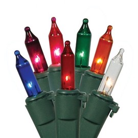 Vickerman W5G1000 100 Light Set Multi-Colored Mini-Lights on Green Wire