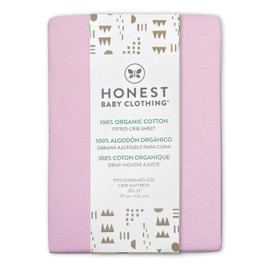 HonestBaby Fitted Crib Sheets Fits Standard Mattress Bassinet, Mini Prints 100% Organic Cotton Baby Boys, Girls, Unisex, Lavender Fitted Crib Sheet, One Size