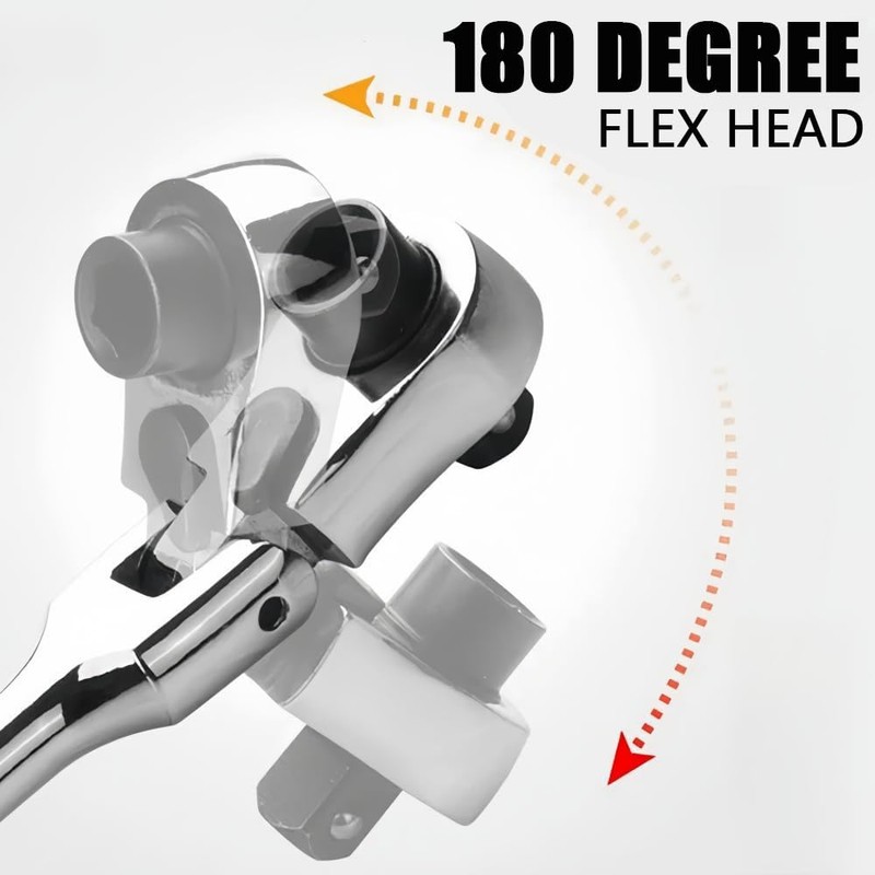 Gasea Mini Ratchet Wrench, 2 in 1 180° Rotating Flex