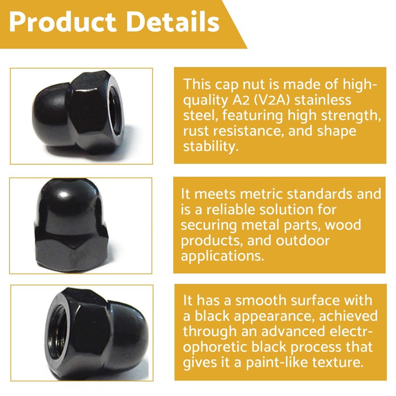 QANCEN Pack of 10 Acorn Nuts M8 Stainless Steel A2