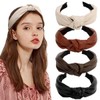 KIUEZIR 4pcs Wide Top Knotted Headbands - Stylish Hair Bands with Comfort, Stretchable Design for Women/Ladies, Faux Leather Hair Hoops for Everyday Styling & Casual/Dating Outfits