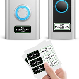 2 Pack Mini "No Soliciting" Sign for Doorbells - 1x0.5 Inches, Weatherproof & Easy to Install (6 Black + 6 White) - Compatible with Most Video Doorbells & Front Doors