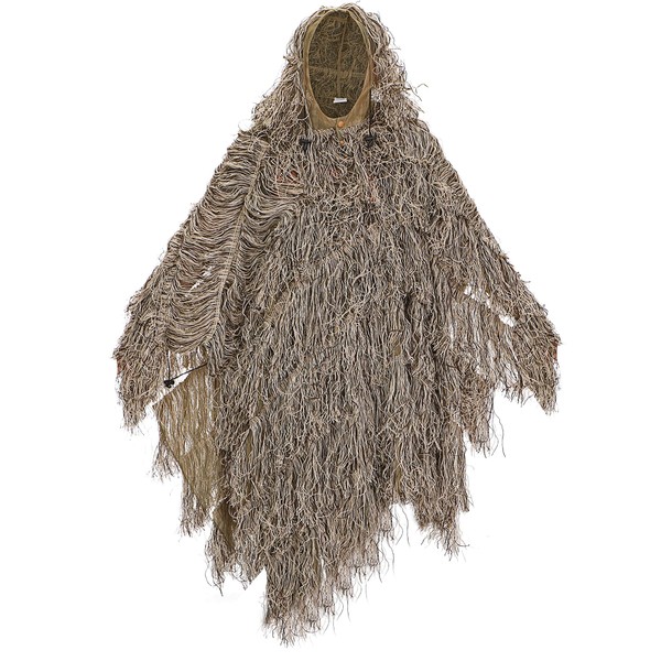 AUSCAMOTEK Ghillie Suit Poncho for Hunting Bird Watch Gilly Camouflage Cloak Desert