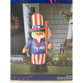 Stars & Stripes Uncle Sam 6ft Patriotic American Flag LED Light Inflatable Decoration NEW in Box