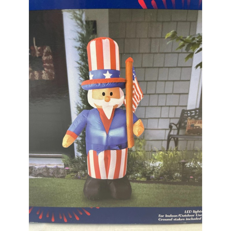 Stars & Stripes Uncle Sam 6ft Patriotic American Flag LED