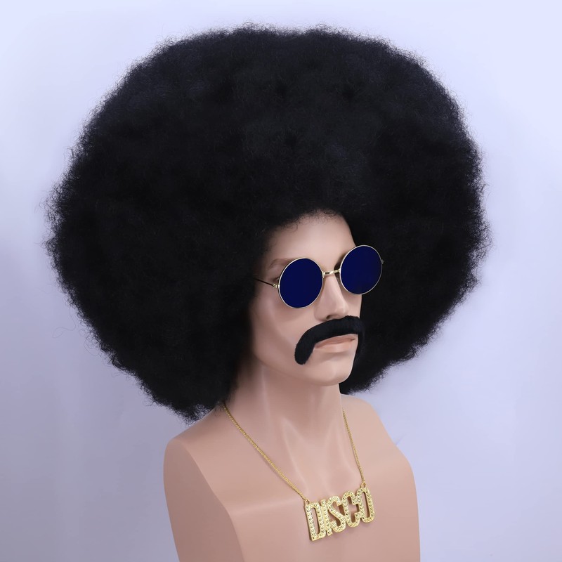 Hulaidywig Mens 70s / 80s Rocker Wig for Men Black