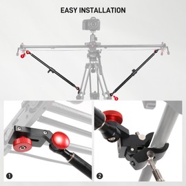 GVM Camera Slider Support Arm,Stabilizer Adjustable Tripod Stability Arm for Increasing Stability in Aluminum Alloy, Extendable Poles for Camera Slider Rail Track 2 Pack with C Clamps