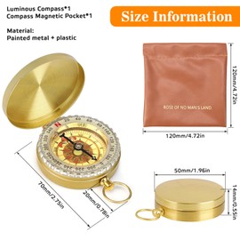 Outdoor Compass, Waterproof Compass, Portable and Waterproof Pocket Compass, Compass with Fluorescence for Camping, Hiking and Other Outdoor Activities