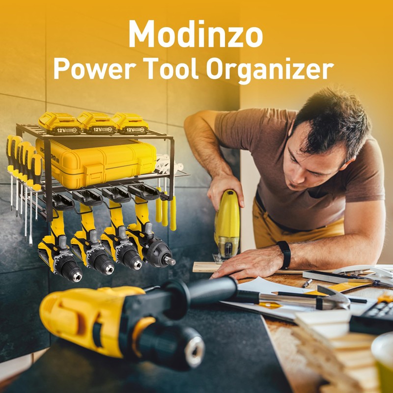 MoDinzo Power Tool Organizer, Alloy Steel Tool Storage Rack, Wall