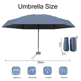 MPXEAVG Compact Umbrella, Mini Umbrella, Umbrella UV Protection, Women's Small Ultralight, Parasol Portable, Umbrella Box, Haze Blue