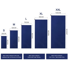 Eono Microfibre Towel, Absorbent, Lightweight, Quick-Drying, Perfect Yoga Towel, Bath Towel, Sports Towel, Travel Towel, Large Beach Towel, Royal Blue, 100 x 50 cm