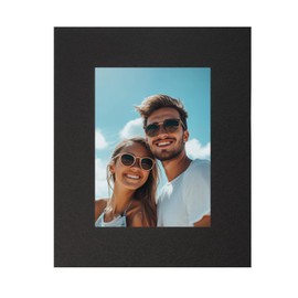uxcell Picture Mats, 8 x 10 Mat Board Center for 5 x 7 Pictures Acid Free White Core Bevel Cut Frame Mattes with Backing for Display Art Measuring, Black