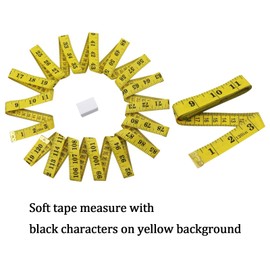Pack of 2 Tape Measure Sewing, Body Measuring Tape, Double-Sided Tape Measure, 3 m, Yellow, for Tailors, Craftsmen, Households