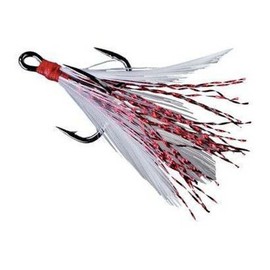 Owner Tournament Trailer Treble 6 Hook (2-Pack), White/Red Flash