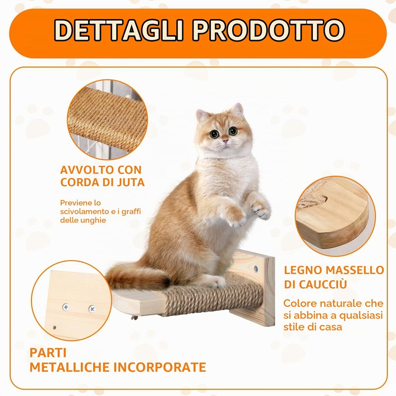 4 in 1 Parete da Arrampicata per Gatti, Scala a
