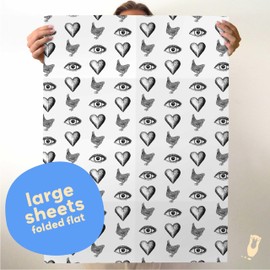 Funny & Rude Wrapping Paper - 2 Sheets of Naughty Gift Wrap with Tags - Offensive Present Wrapping Paper for Birthday (I Love Cockerels)