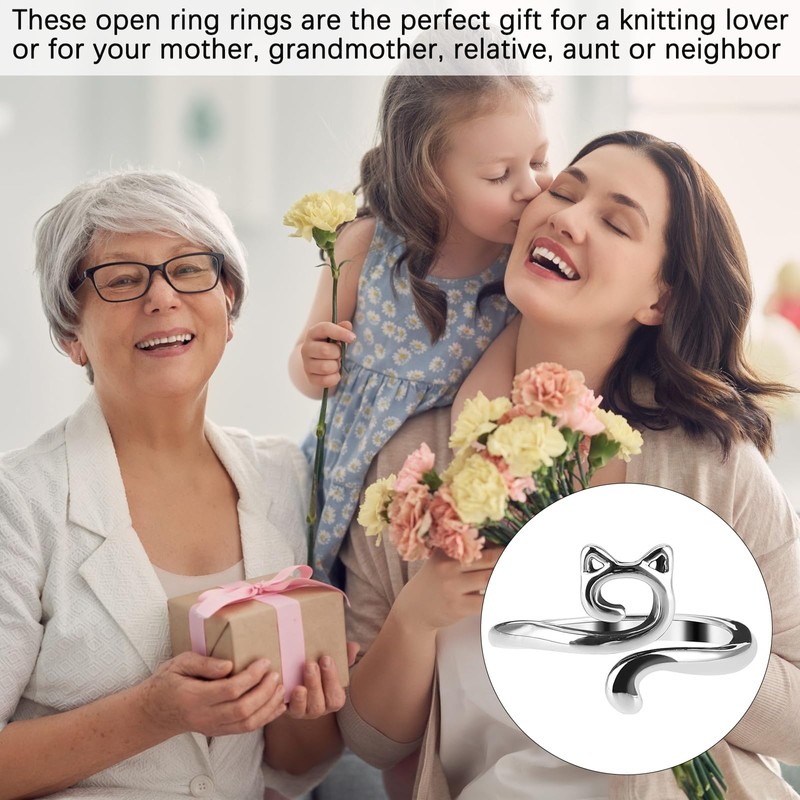 Siqian 4PCS Knitting Crochet Loop Rings, Adjustable Tension Rings for