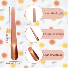 12 Pieces Stainless Steel Dessert Spoons, 12cm Short Cocktail Stirrer, Mini Tasting Spoon Metal Appetizer Spoon, Espresso Paddle, Reusable for Ice Cream, Coffee Drinks (Rose Gold)