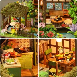 Meideh DIY Miniature House Kit - Wooden Dollhouse Miniature Kit - Spring Courtyard Tiny Model House Kit - Mini House Building Kit for Adults to Build - Miniature Kit, Unique Gift for Families Friends