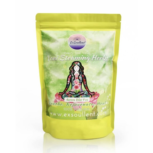 ExSoullent V Steaming Herbs Kit, 100% Natural and Herbal Vaginal Steam for Feminine Self-Care at Home, Includes Reusable Filter Bag, Aurora Bliss Blend, 4 Ounces